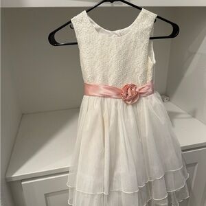 Jona Michelle White Dress with Pink Sash